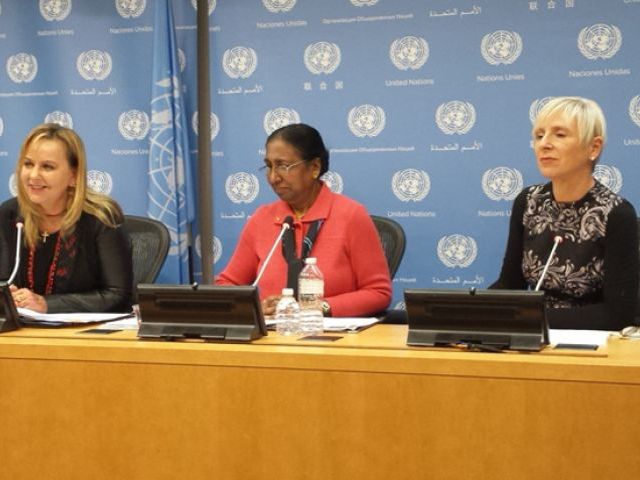 Rev. Dr. Karin Achtelstetter - WACC, Dr. Glory Dharmaraj - United Methodist Women, and Nanette Braun - UN Women. PHOTO: FILE