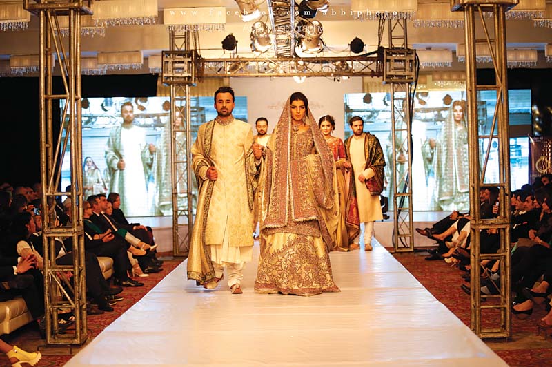Glitz: Top models and designers including Fahd Hussain, Sobia, Zuha Shakir, Lajwanti and Sensation were featured at the event, followed by a performance by singer Shafqat Amanat Ali. PHOTO: EXPRESS