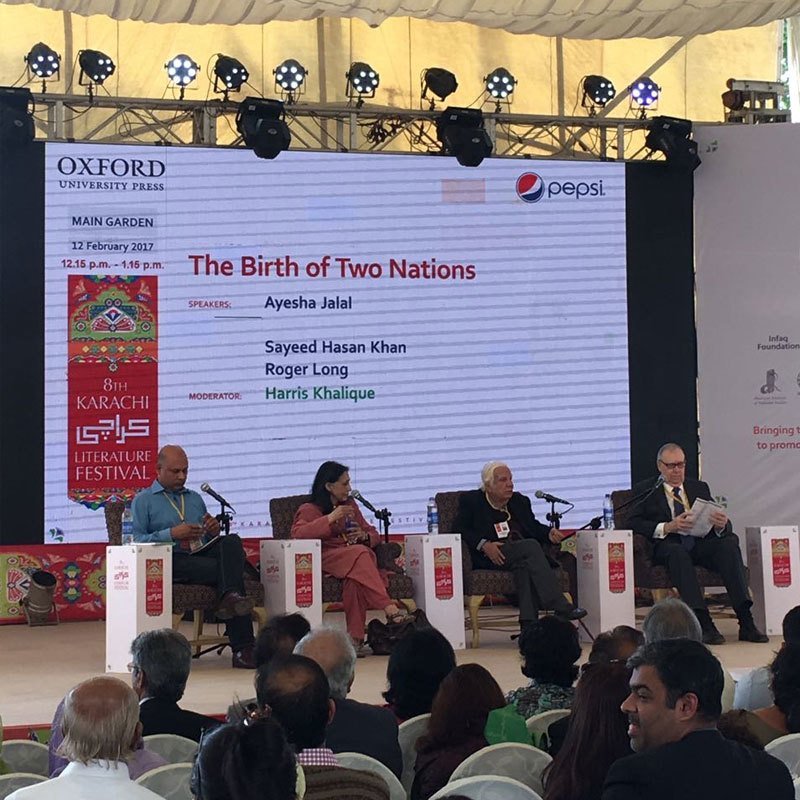 The panellists of the session, titled 'The Birth of Two Nations', at the 8th Karachi Literature Festival on Sunday were posed with the question: Was Partition the birth of two nations or two states?
PHOTO COURTESY: TWITTER/ @snobers