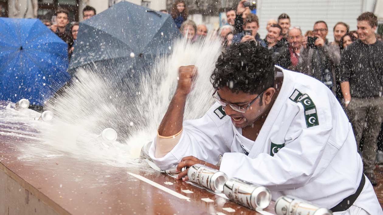 Muhammad Rashid, the martial artist who belongs to Karachi, has won many titles of the Guinness World Records over the years. PHOTO: GUINNESS