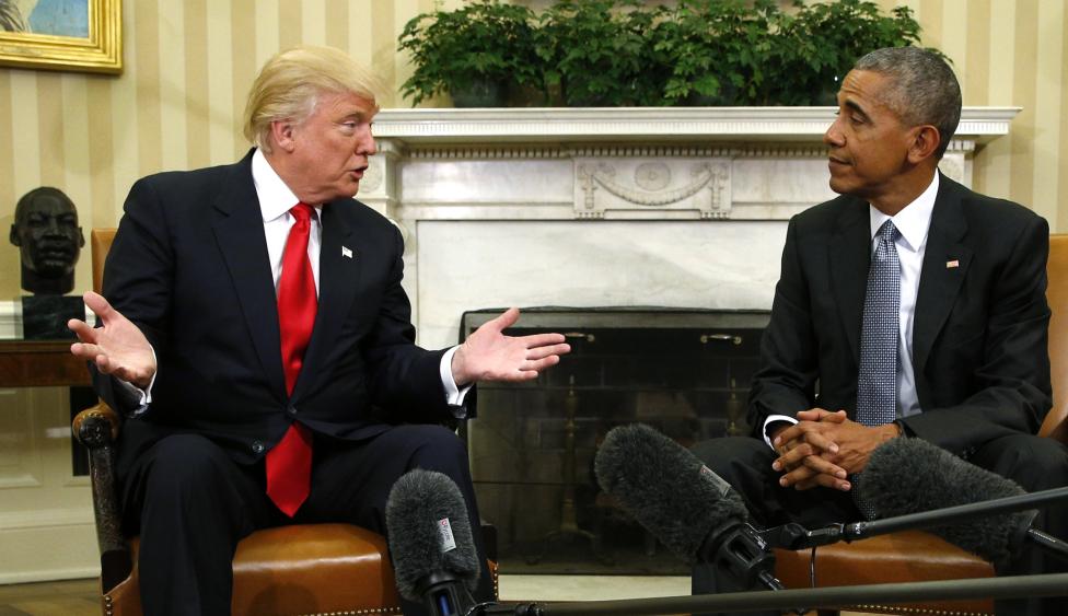 Speaking to reporters in the Oval Office, Obama said he will do everything he can to help the Republican succeed when he takes office on January 20 and urged that the country unite to face its challenges. PHOTO: REUTERS
