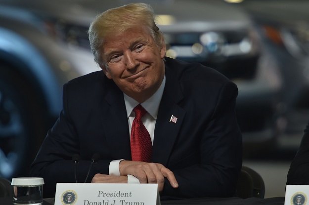 US President Donald Trump speaks with auto executives at American Center for Mobility in Ypsilanti, Michigan on March 15, 2017. PHOTO: AFP