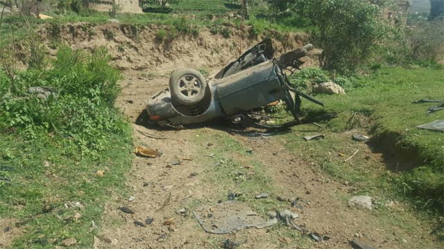 The targeted IED attack occurred near the vehicle of peace committee workers. PHOTO: EXPRESS