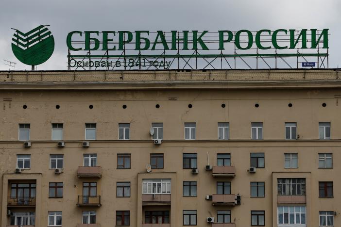 The logo of Sberbank is seen on top of a building in central Moscow, Russia. PHOTO: REUTERS