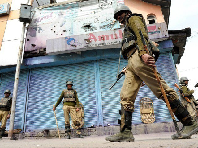 A file photo of Indian forces in held Kashmir. PHOTO: AFP