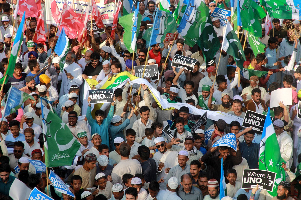 JI holds rally against Muslim killings in Rohingya on Sep 10, 2017. PHOTO: EXPRESS/ATHAR KHAN