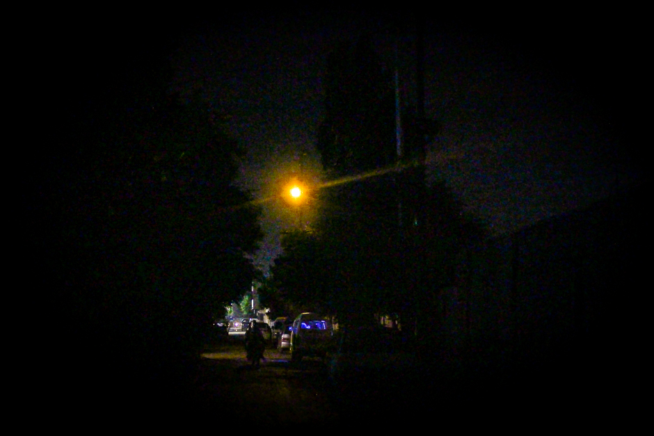 A nighttime view of a street Karachi's Federal B Area neighbourhood. PHOTO: FAWAD HASAN