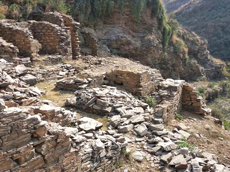 The historical Tarali heritage archaeological site in Mardan comprising Buddhist stupas and other ancient artifacts. PHOTO: EXPRESS