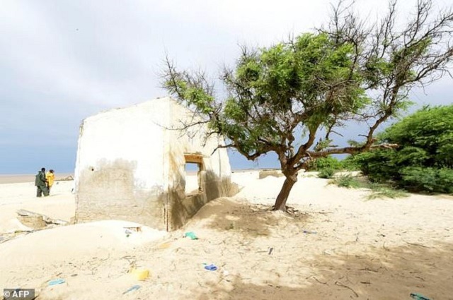 This file photo taken on October 26, 2015 near Saint-Louis du Senegal shows the remains of a house of the Doune Baba Dieye village which was abandoned because of the approaching sea.
PHOTO: AFP