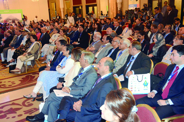 Attentive listeners: People from various walks of life attended the first day of the 3rd Karachi International Water Conference. PHOTO: MOHAMMAD AZEEM/ EXPRESS