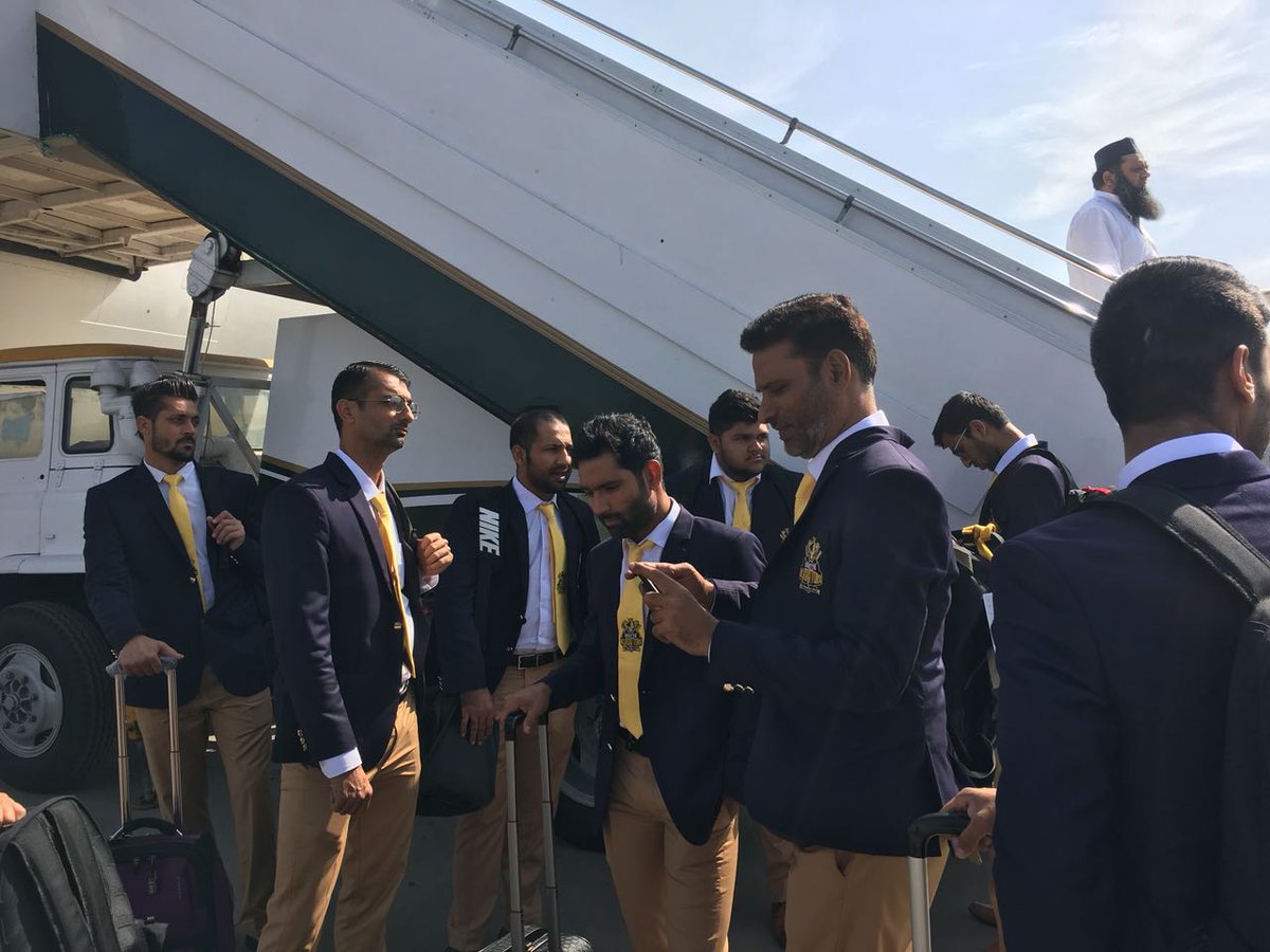 CRICKET COMES TO LAHORE: Gladiators’ team players partially arrived in Lahore that included all the local players, while the international players will land in Pakistan on March 19. PHOTO COURTESY: PSL