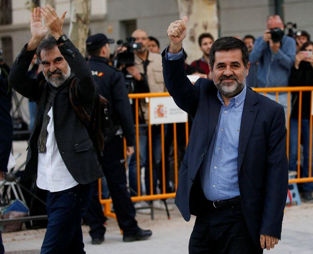 Sanchez was remanded in custody in October pending charges of sedition over last year's Catalan independence bid.
PHOTO: REUTERS
