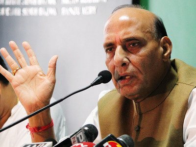 BJP leader Rajnath Singh during meet the press programme at Chandigarh Press club sector 27 Chandigarh. PHOTO COURTESY: THE TIMES OF INDIA