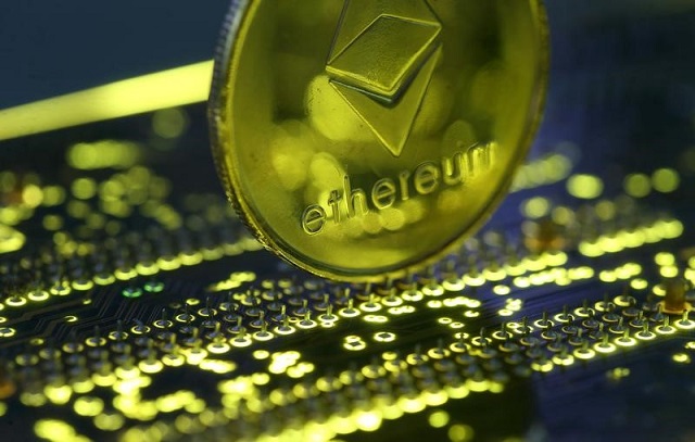 Representation of the Ethereum virtual currency standing on the PC motherboard is seen in this illustration picture, February 3, 2018.
PHOTO: REUTERS