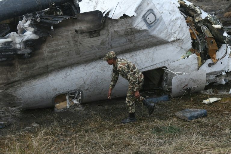 The wreckage of the airplane that crashed near the international airport in Kathmandu in March: an official report has blamed the pilot
PHOTO: AFP