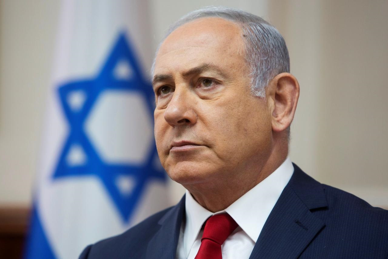 Israeli Prime Minister Benjamin Netanyahu attends the weekly cabinet meeting at the Prime Minister's office in Jerusalem. PHOTO REUTERS