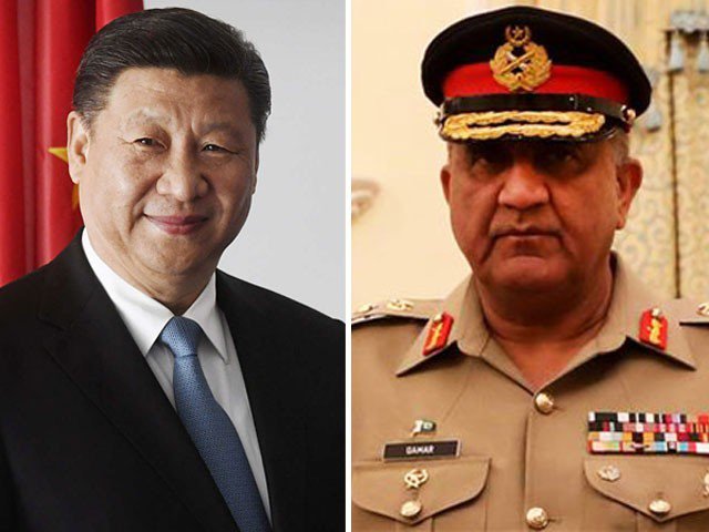 Army chief Gen Qamar Javed Bajwa with Chinese President Xi Jinping. PHOTO: EXPRESS/FILE
