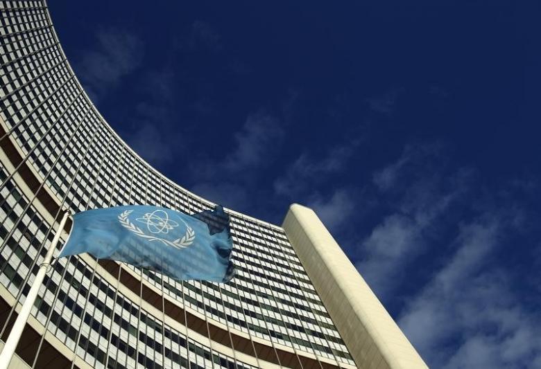 The flag of the International Atomic Energy Agency (IAEA) flies in front of its headquarters during a board of governors meeting in Vienna. PHOTO: REUTERS