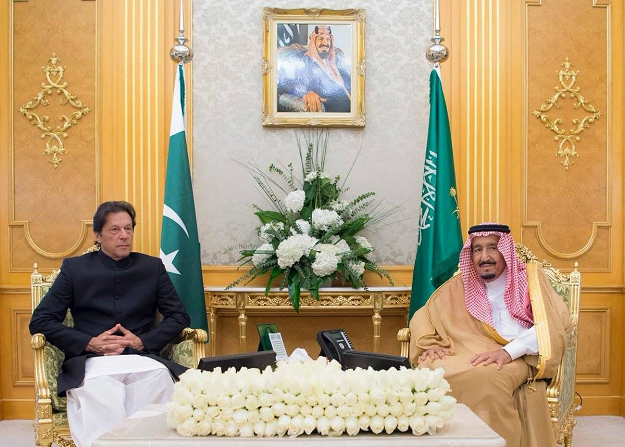 Prime Minister Imran Khan with Saudi King Salman bin Abdul Aziz. PHOTO: PTI/FILE