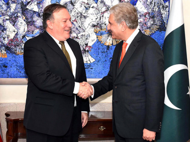 Bilateral issues, regional security matters to be discussed in Qureshi-Pompeo huddle.
PHOTO: AFP/FILE
