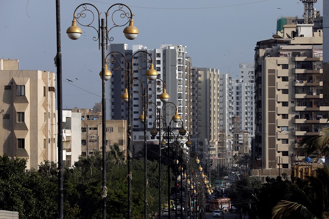 Street lights line a road in Clifton, Karachi. PHOTO:REUTERS