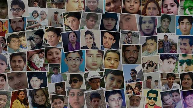 Photographs of the victims of the APS attack, PHOTO: RADIO PAKISTAN