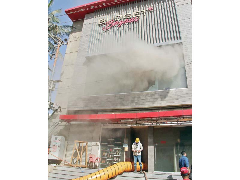 The store filled up with smoke after the fire, which took eight hours to be put out. PHOTO: ONLINE