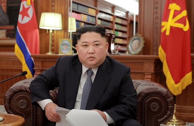 This picture released by North Korea's official Korean Central News Agency (KCNA) shows North Korean leader Kim Jong Un delivering an address to mark the New Year at an undisclosed location on January 1, 2019. Photo: AFP