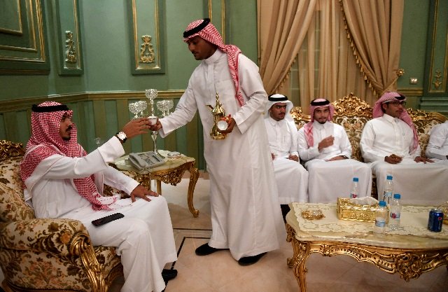 Saudis attend the wedding of a friend at his home in the Red Sea resort of Jeddah. PHOTO: AFP
