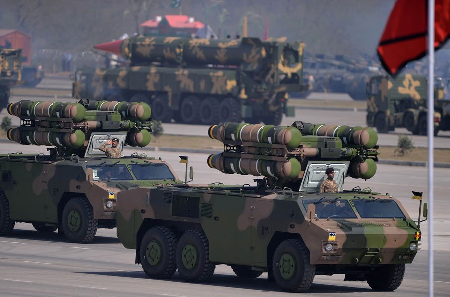 Armed forces personnel take part in the Pakistan Day military parade. PHOTO: AFP/File