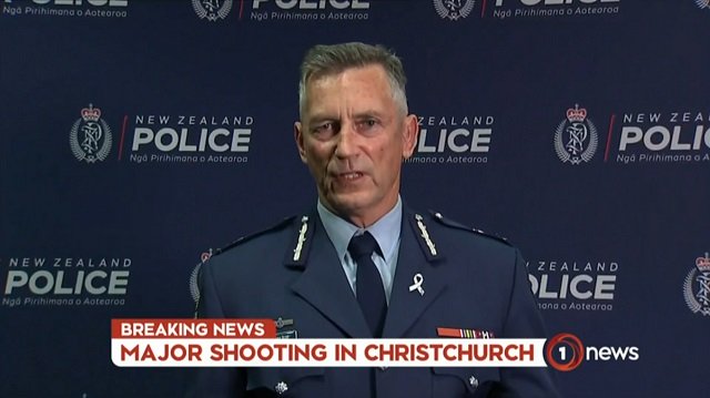 An image grab from TV New Zealand taken on March 15, 2019 shows New Zealand police commissioner Mike Bush addressing the media following the mosque shooting in Christchurch. PHOTO: AFP