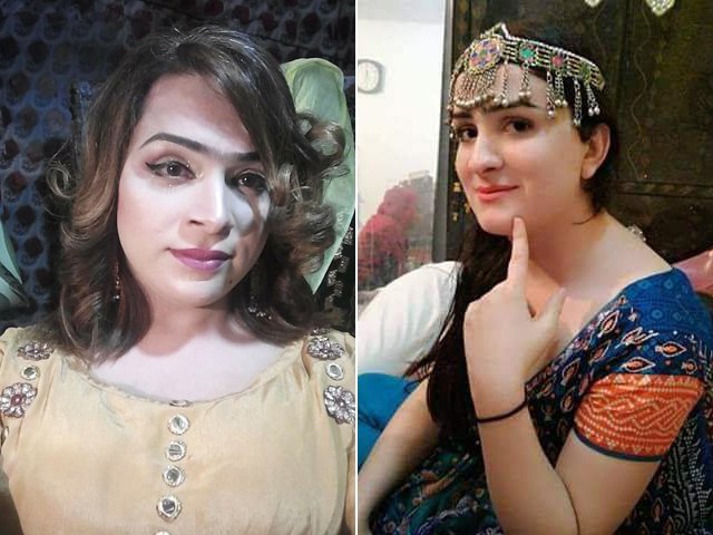 Kalajayi (L) and Spoagmay (R) along with two other transgender persons were attacked in Mardan on Monday night. PHOTOS: EXPRESS/FILE