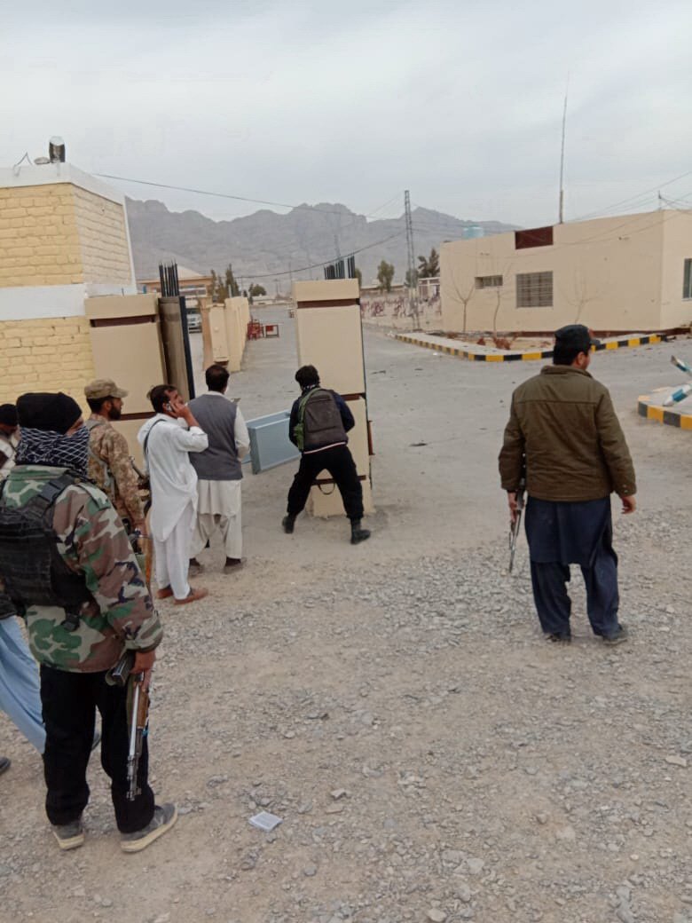 Security officials at the attack site in Loralai district of Balochistan on Tuesday. PHOTO: BANARAS KHAN/EXPRESS