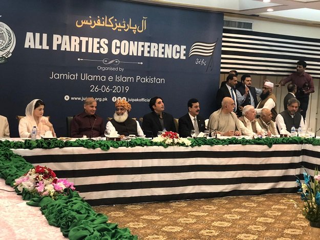 Opposition leaders attend an all parties conference in Islamabad. PHOTO: EXPRESS