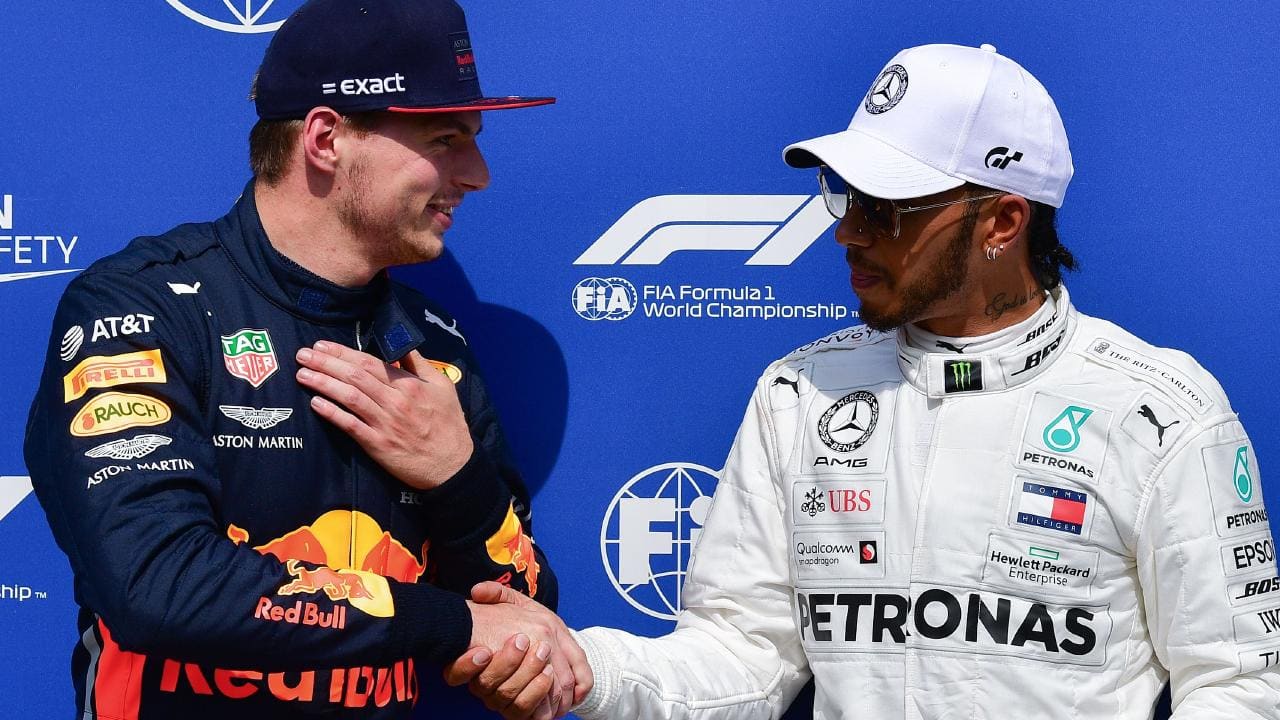 He congratulated Hamilton, 34, the man he is trying to knock off F1's pedestal as the dominant driver of the era -- an ambition that he may achieve in the seasons to come PHOTO COURTESY: FOX SPORTS