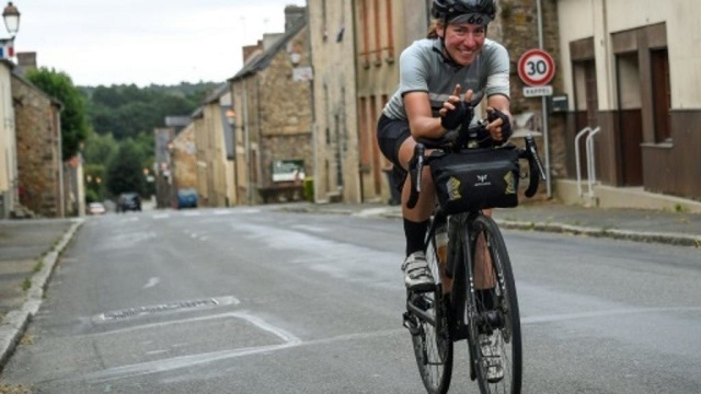 Kolbinger, 24, arrives in Brest, north-west France, after 10 days two hours and 48 minutes. PHOTO: AFP