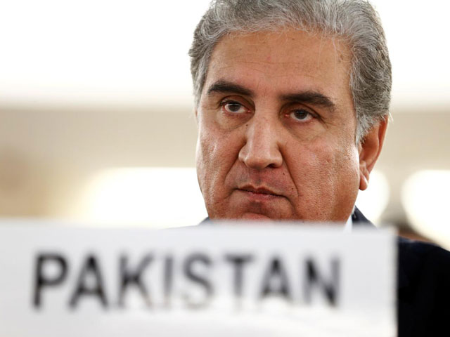 Foreign Minister Shah Mehmood Qureshi addresses the United Nations Human Rights Council in Geneva, Switzerland, September 10, 2019. PHOTO: REUTERS