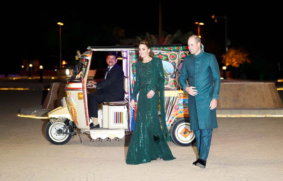 Britain's Prince William and Catherine, Duchess of Cambridge, arrive to attend a reception hosted by the British High Commissioner to Pakistan in Islamabad. PHOTO: REUTERS