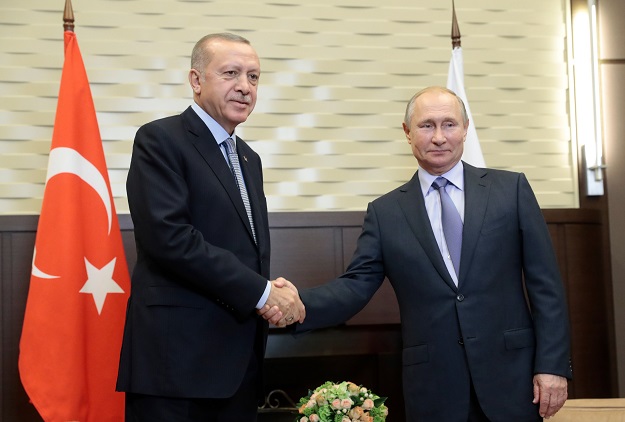 Russian President Vladimir Putin meets with his Turkish counterpart Recep Tayyip Erdogan in Sochi. PHOTO: AFP