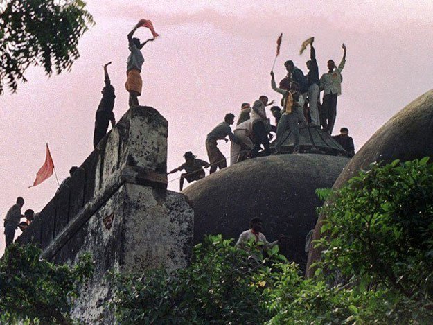 Babri Masjid being demolished. PHOTO: FILE
