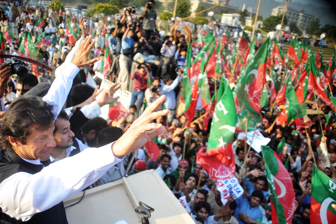 PTI chairman addressing a rally. PHOTO: QASIM USMAN/FILE