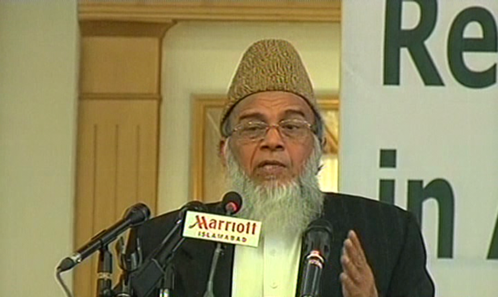 Express News screengrab of the JI ameer Munawar Hasan.