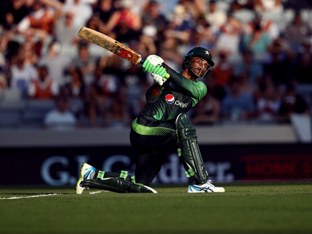 Fakhar Zaman made 50 off 28 balls, Pakistan v New Zealand, 2nd T20I, Auckland, January 25, 2017. PHOTO: GETTY