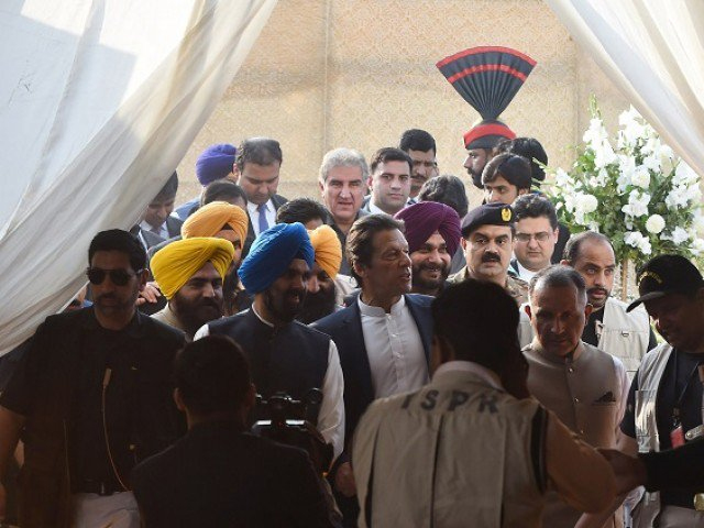 Prime Minister Imran Khan arrives for the groundbreaking ceremony for the Kartarpur Corridor in Kartarpur. PHOTO: AFP